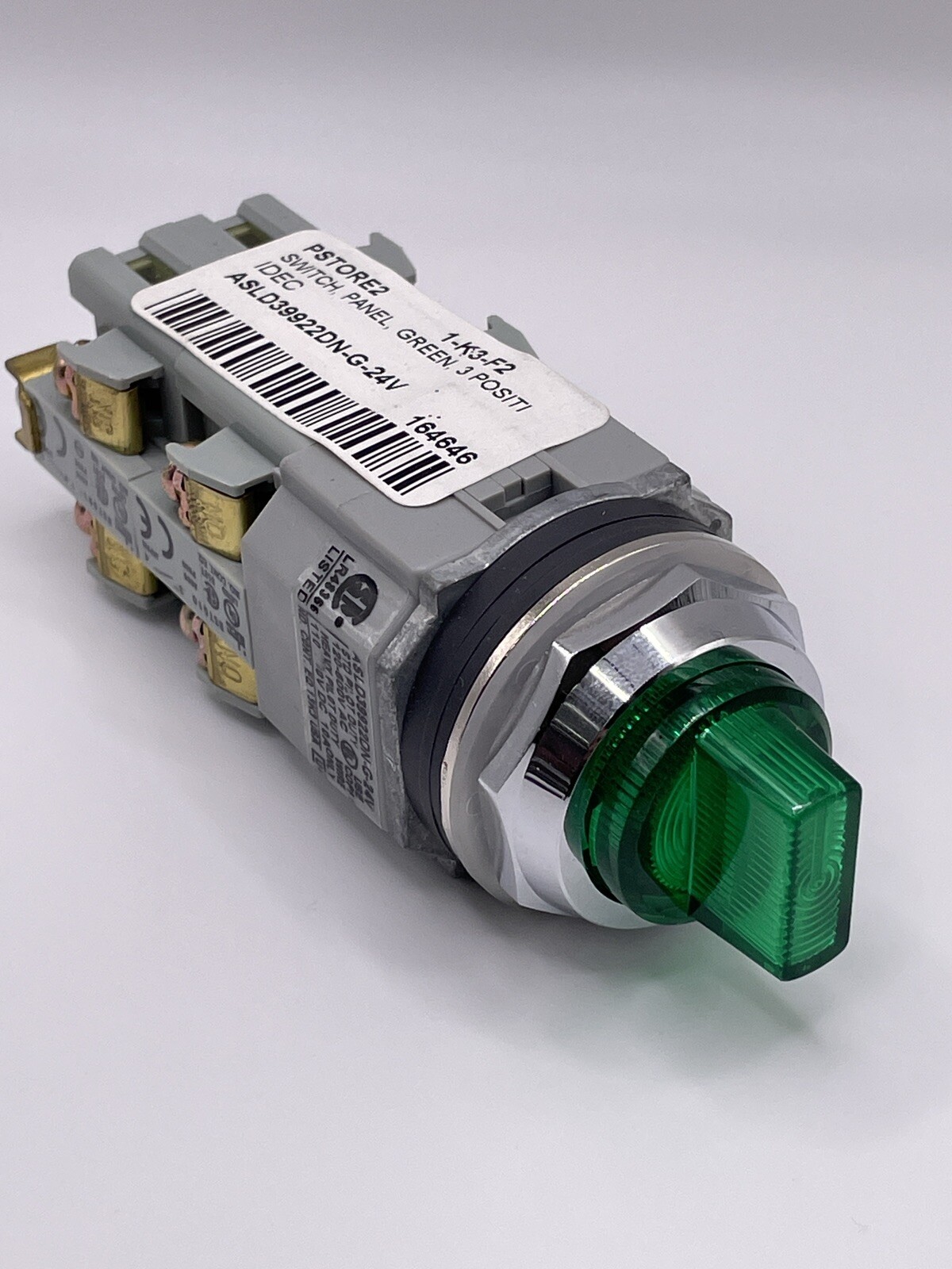 IDEC ASLD39922DN-G-24, 3 Position Selector Switch, Green Lens