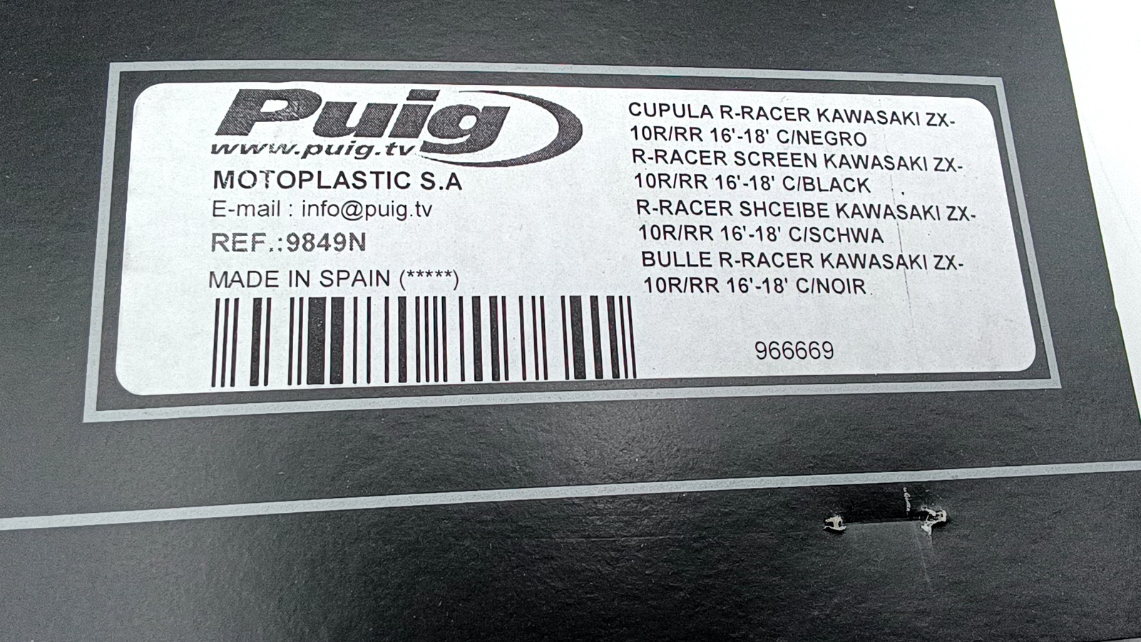 PUIG 9849N WINDSHIELD WINDSCREEN RACE KAWASAKI C/BLACK