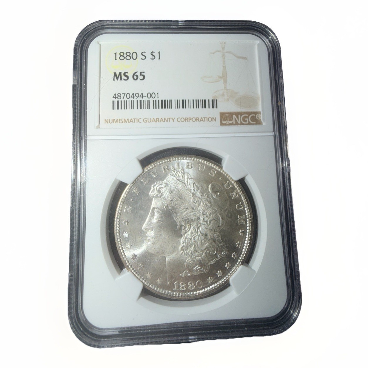 1880-S Morgan Silver Dollar NGC MS65 Gem Uncirculated Blast White Semi-PL Fields