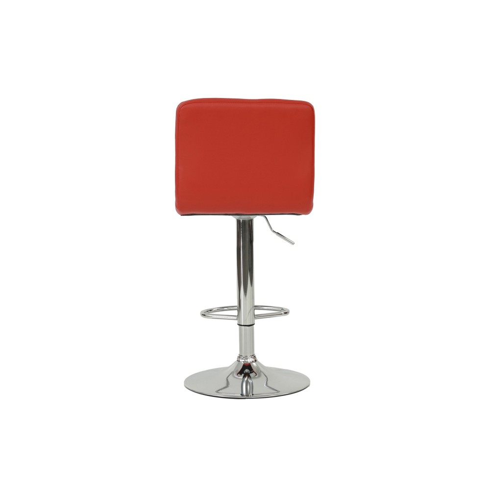 Red Faux Leather Armless Barstool Set 2 Pcs Height Adjustable