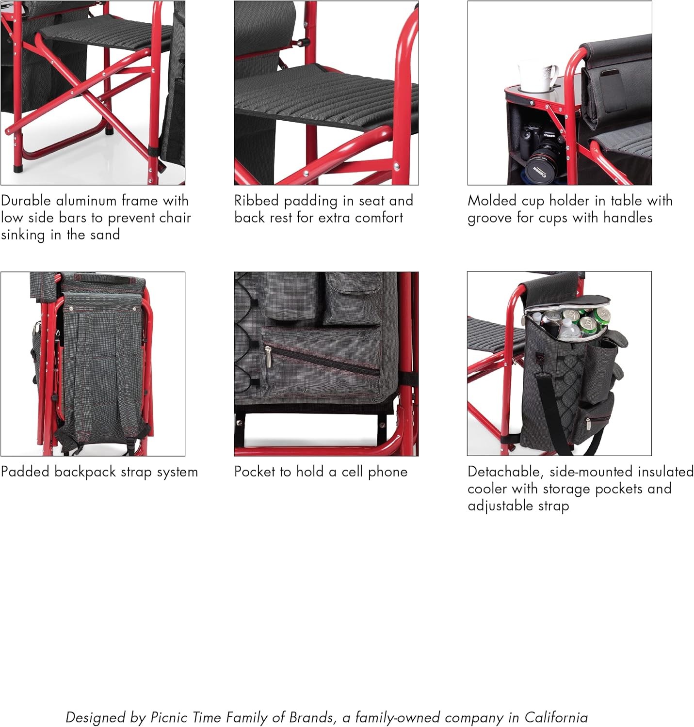Fusion Camping Chair W/ Side Table & Soft Cooler Outdoor Foldable Padded Camping