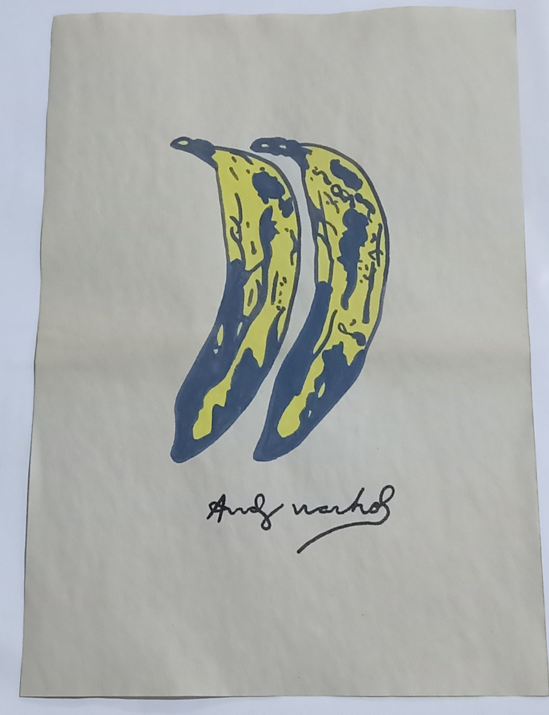 Andy Warhol Drawing on paper (Handmade) signed and stamped mixed media.
