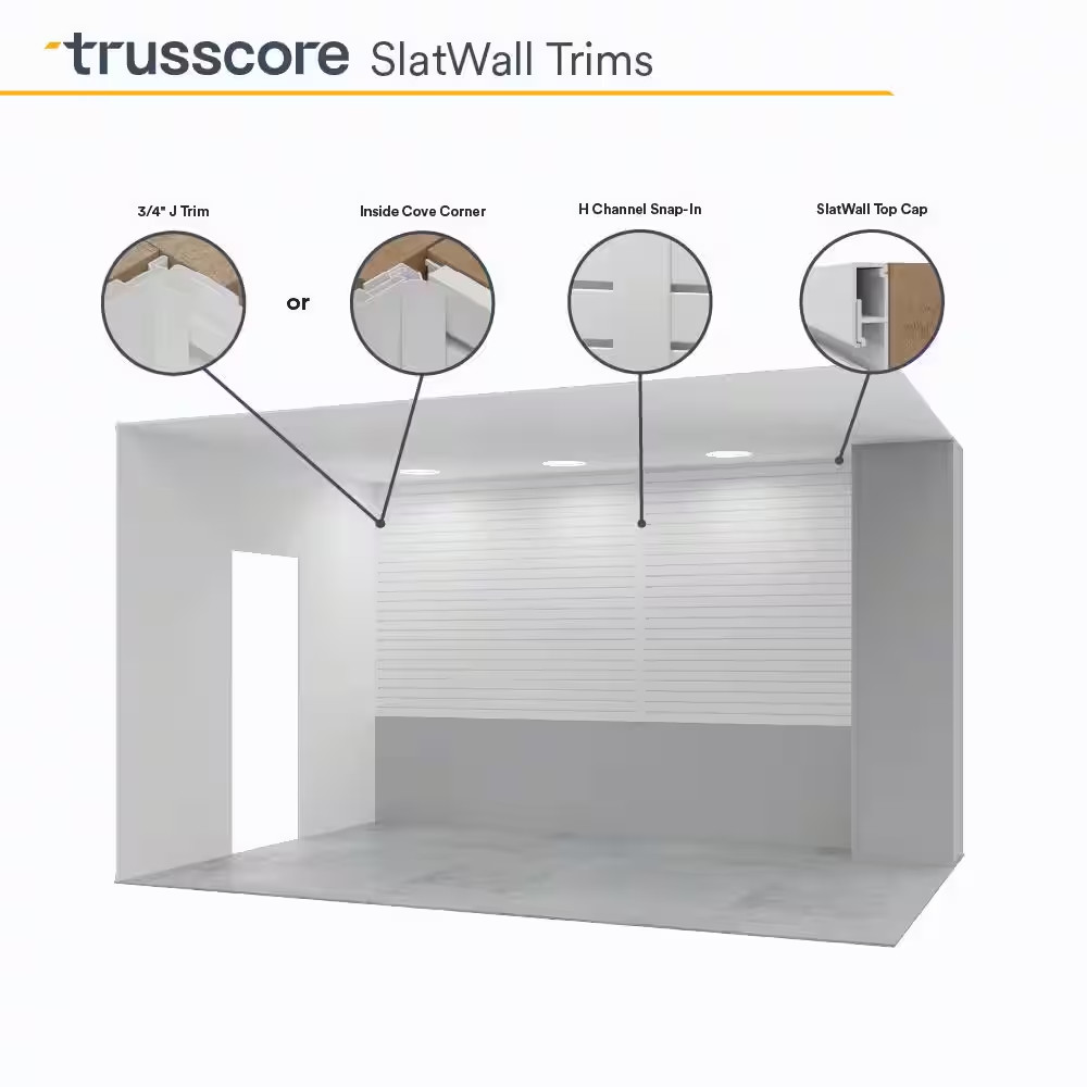 8 Ft PVC Slatwall Top Cap White (2-Pack)
