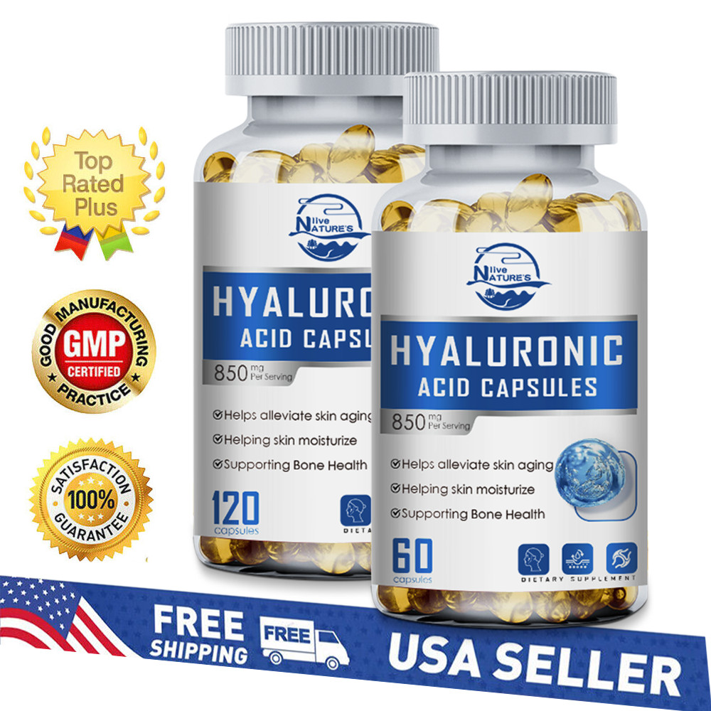 Hyaluronic Acid 850mg Skin Brightening 60/120 Caps-Supports Healthy Joints/Skin