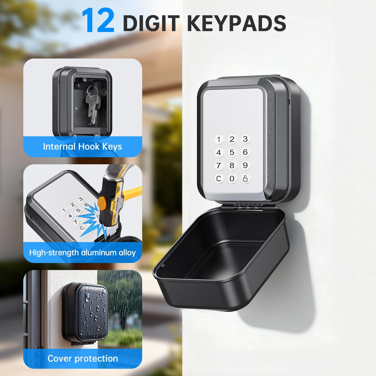 Smart Key Lock Box - Bluetooth APP(Tuya APP) Control & PIN Code, IP65 Weather...