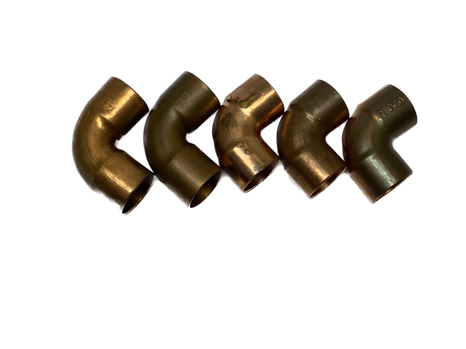 (5) NOS Mixed Brands 1” x 1” 90° Elbow Copper Pipe Solder Joint Fittings