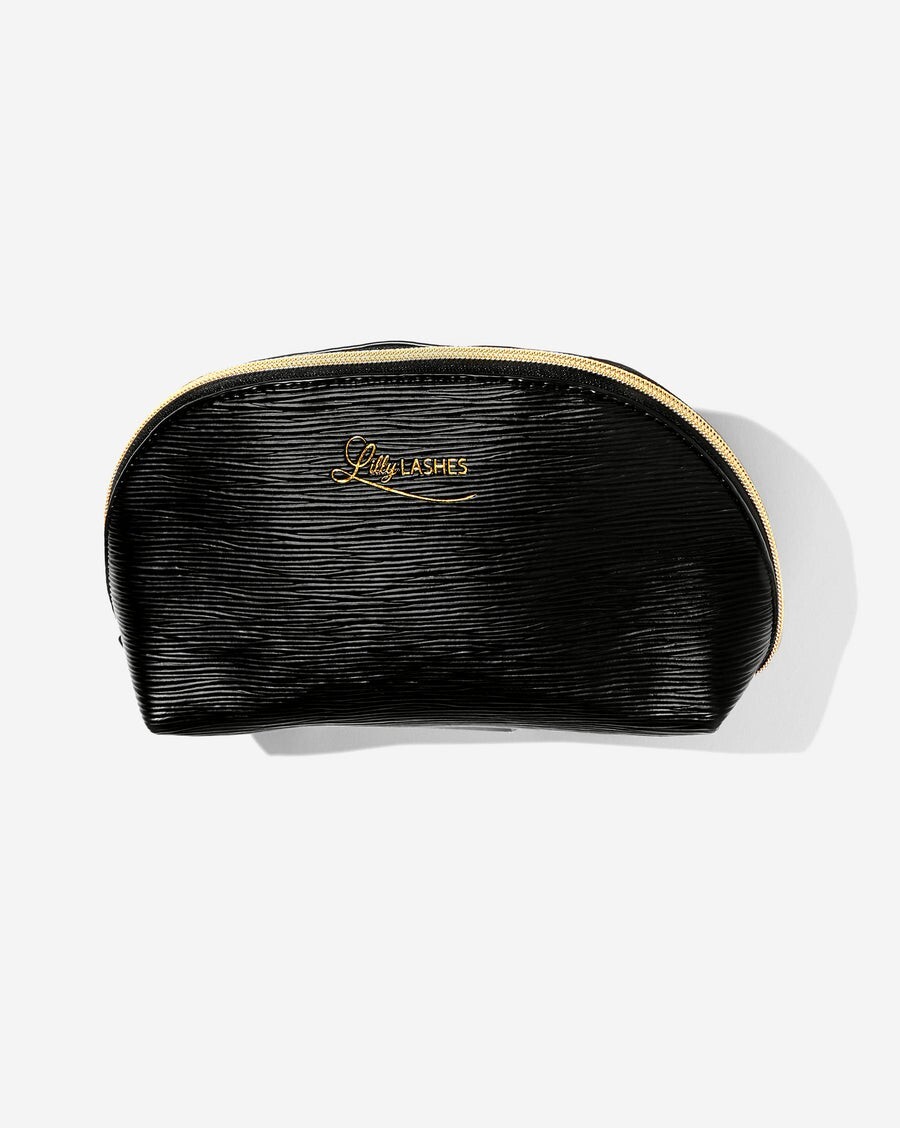 Lilly Lashes Cosmetic Travel Bag Color Black & Gold Zipper. New & Sealed!