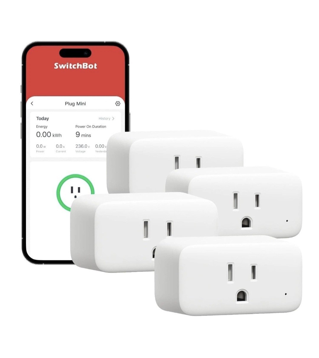 SwitchBot 4pk Smart Plug Mini, 15A Energy Monitoring WiFi & Bluetooth Outlet NEW