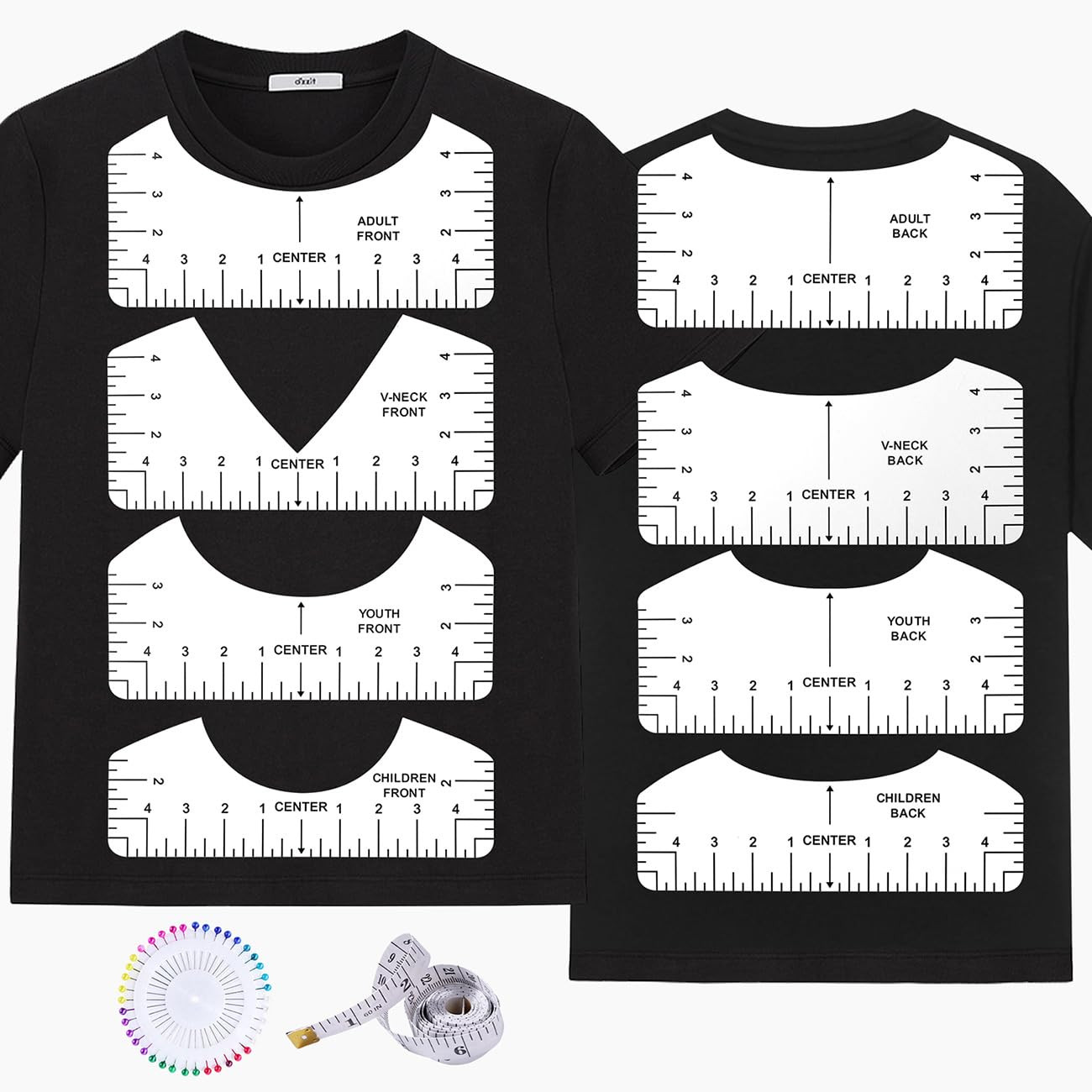10pcs Regla Medir Camisetas PVC V Cuello Redonda Accesorios Prensa Calor Vinil