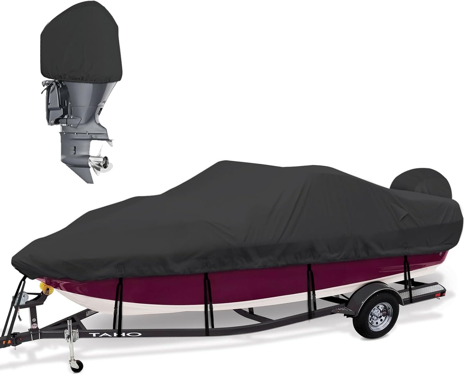 17'-19' Boat Cover 600D Heavy Duty Waterproof Boat Cover Fits V-Hull, Fishing