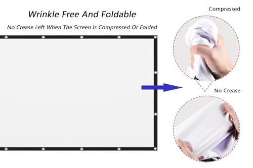 Projection Screen 150 Inch 16:9 Foldable Portable Anti-Crease Polyester for