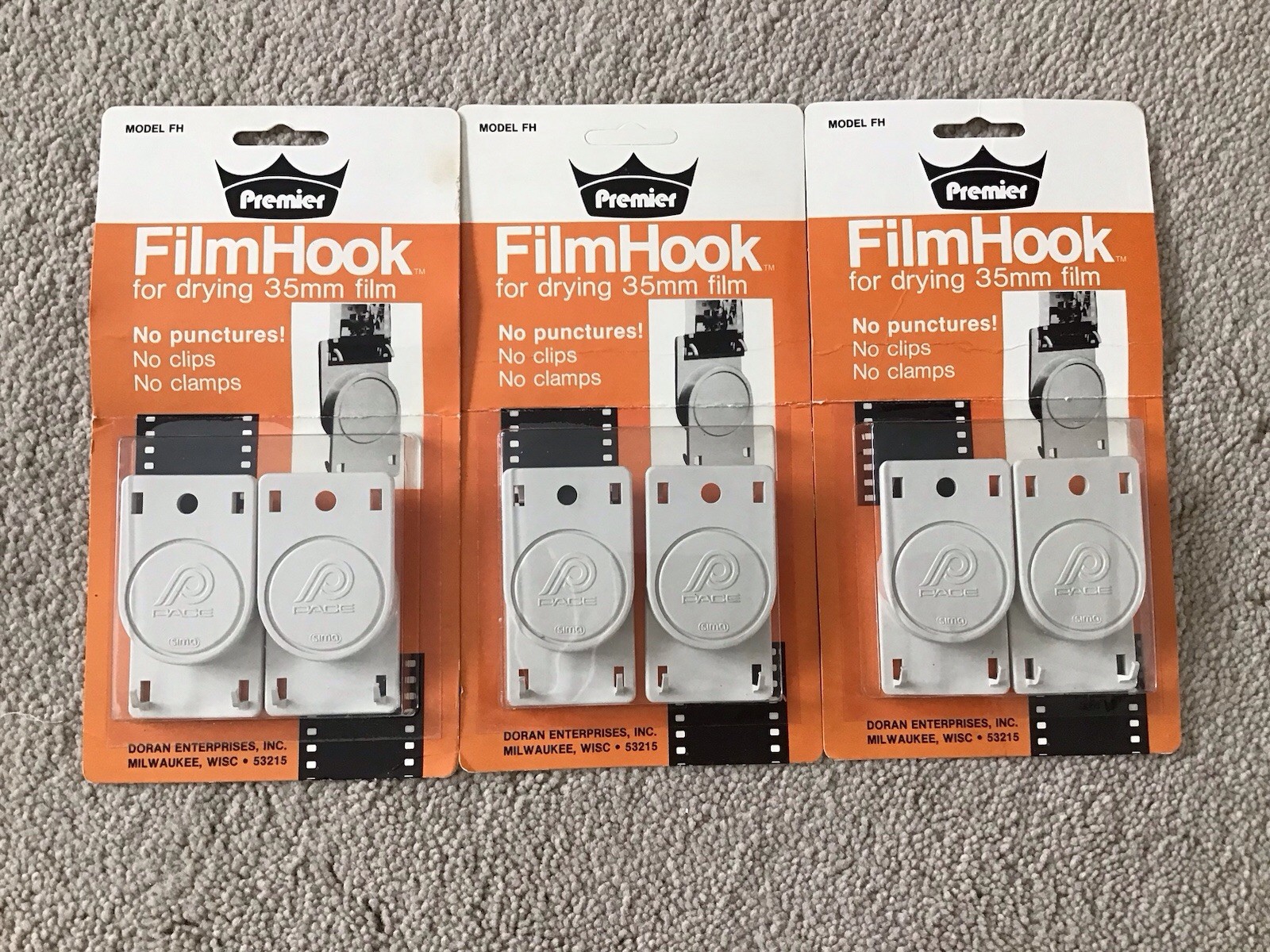 Lot of 3 Premier FilmHook for Drying 35mm Film Two-Packs Model FH NEW/SEALED