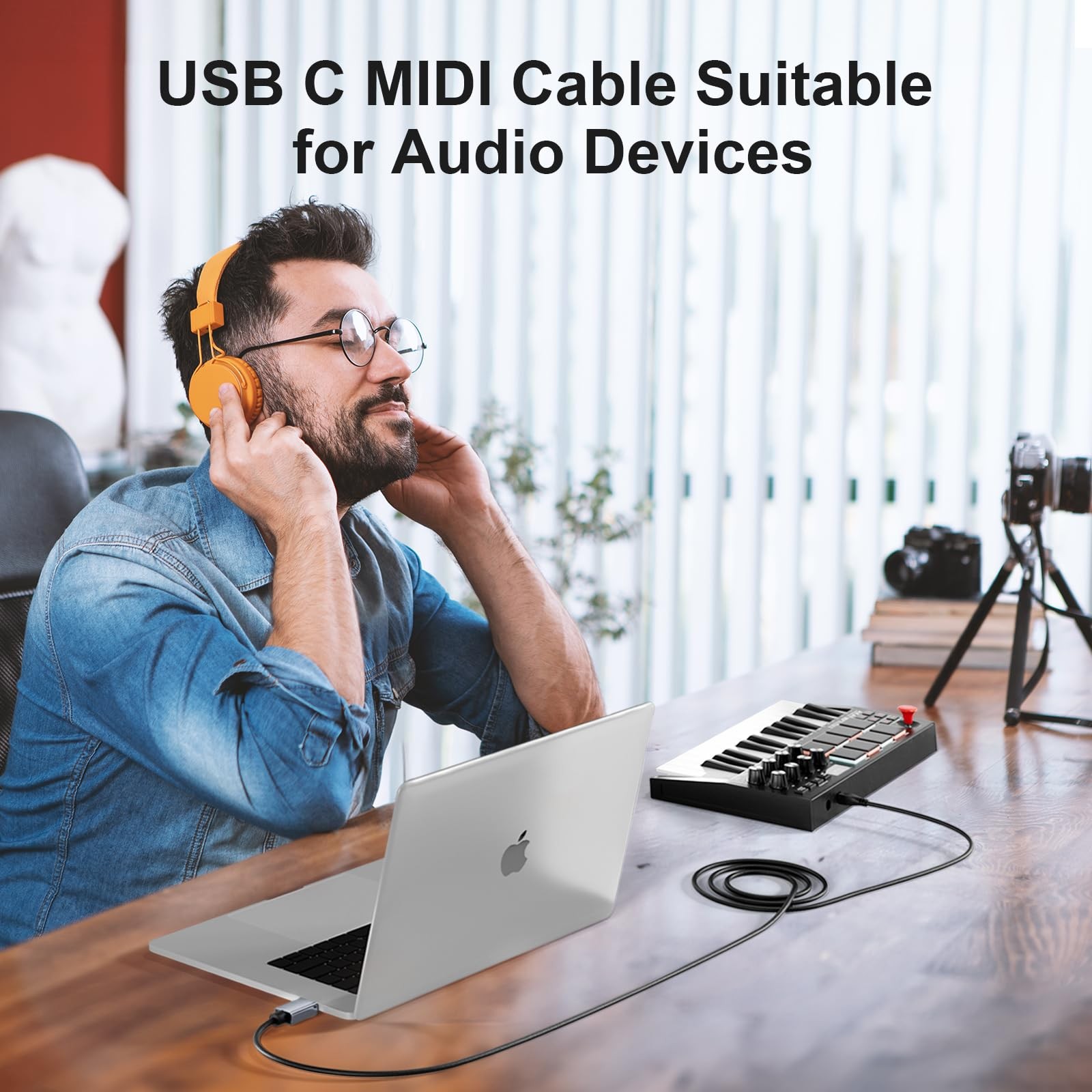 USB C MIDI Cable, Type C to USB 2.0 MIDI Interface Cable for Midi Controller,...