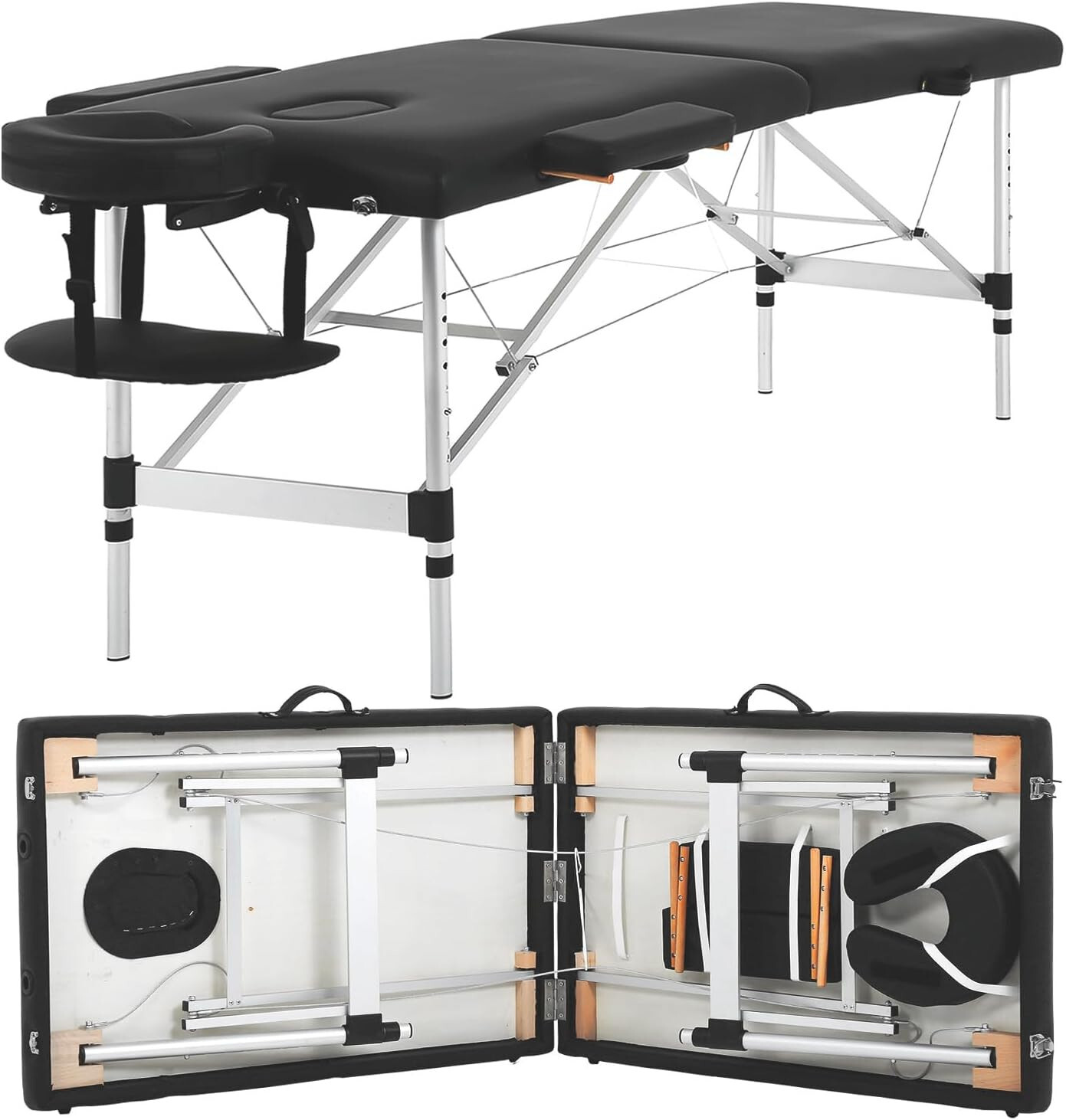 Aluminium Massage Bed Portable Massage Table 2 Fold Lash Bed 24" Wide Spa Bed