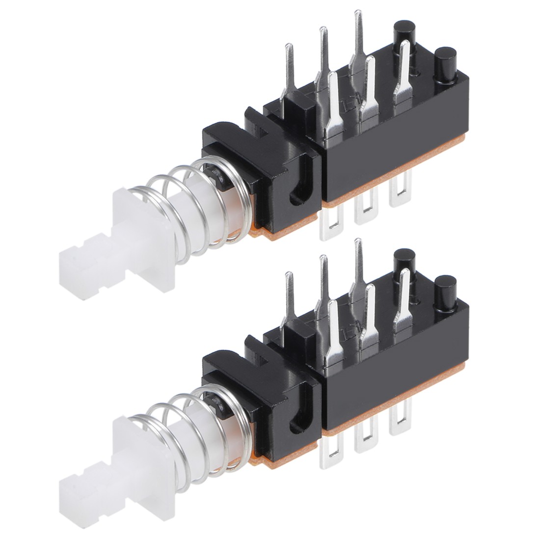 2Pcs DPDT 6 Pin 1 Position Self-Locking Push Button Switch Straight Through Hole