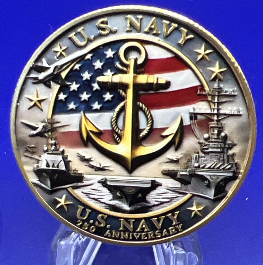 * US Navy Challenge Coin 250th Anniversary Medal New Coin In Capsule To Protect