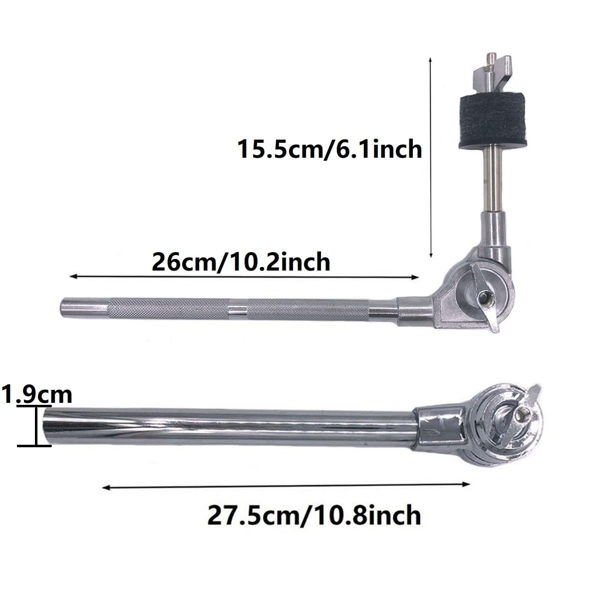 TUOREN Cymbal Boom Holder Adjustable Mini Arm with Silver