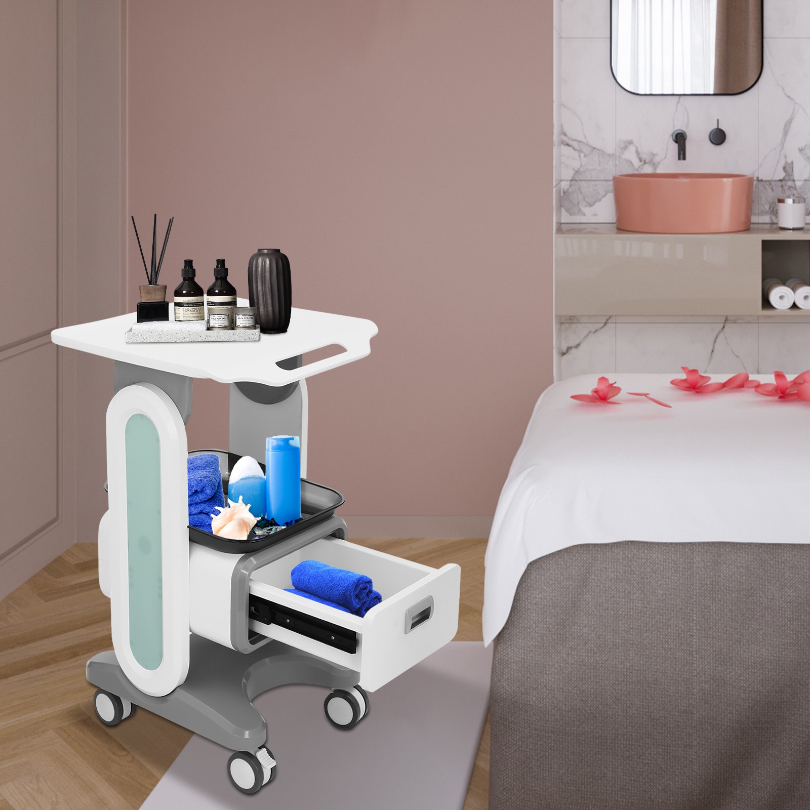 USA Dental Mobile Medical Cart Instrument Trolley/Cabinet with Wheels
