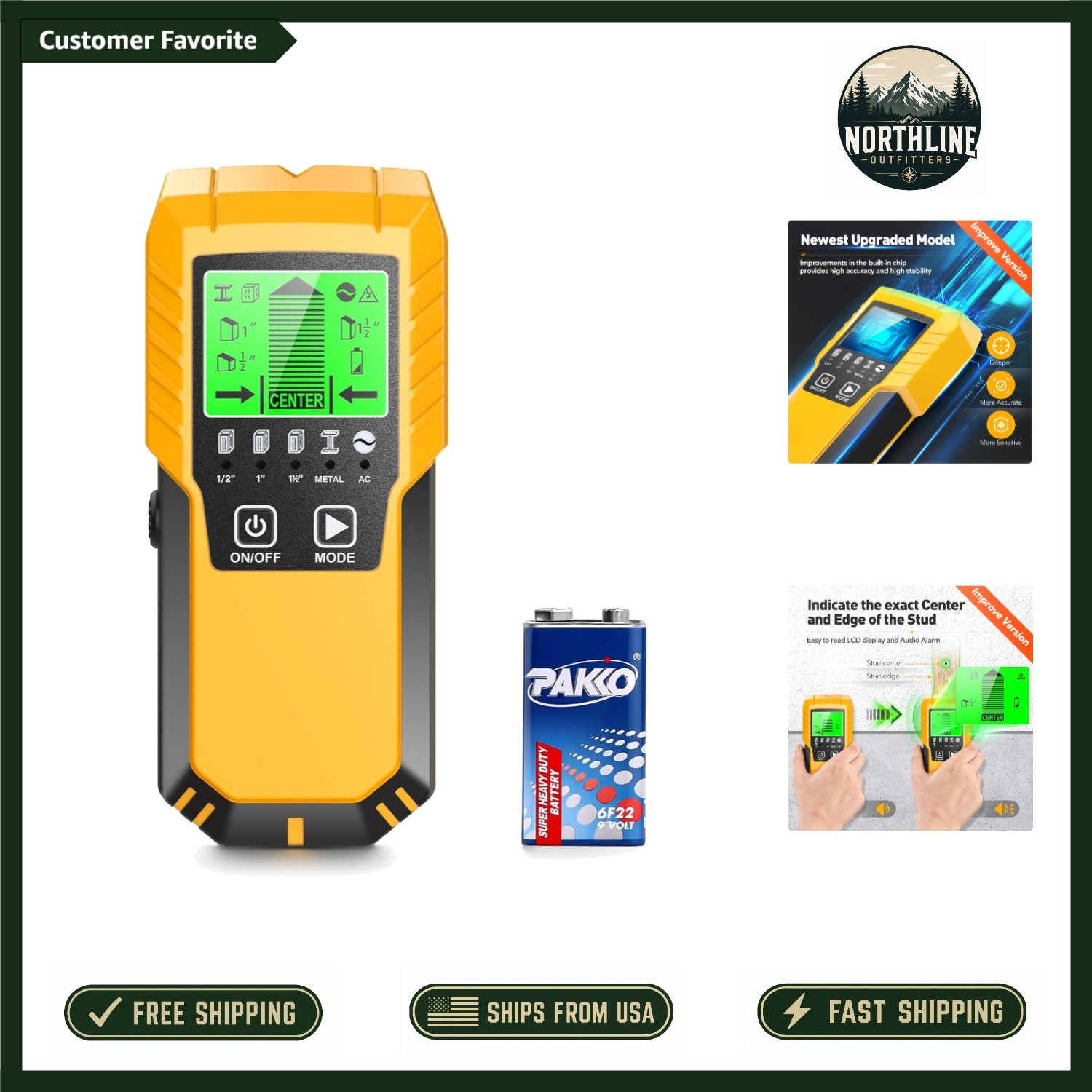5-in-1 Electronic Stud Finder with Precision Detection for Safe Installations