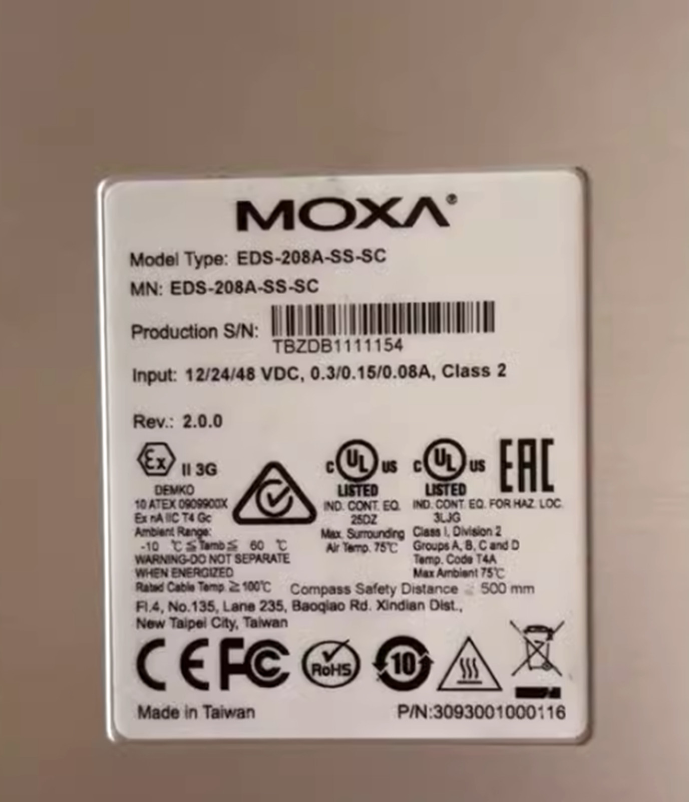 NEW MOXA EDS-208A-SS-SC Ethernet Switch