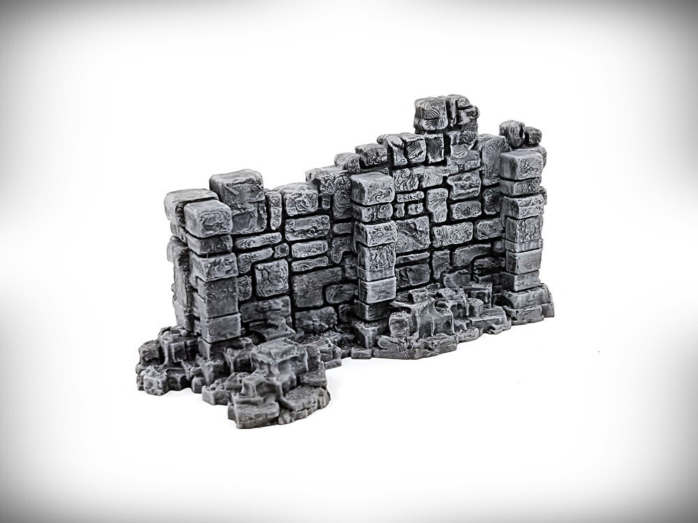Ancient Ruins Terrain - Basic Wall "A" (Large) - Tabletop Wargaming RPG terrain