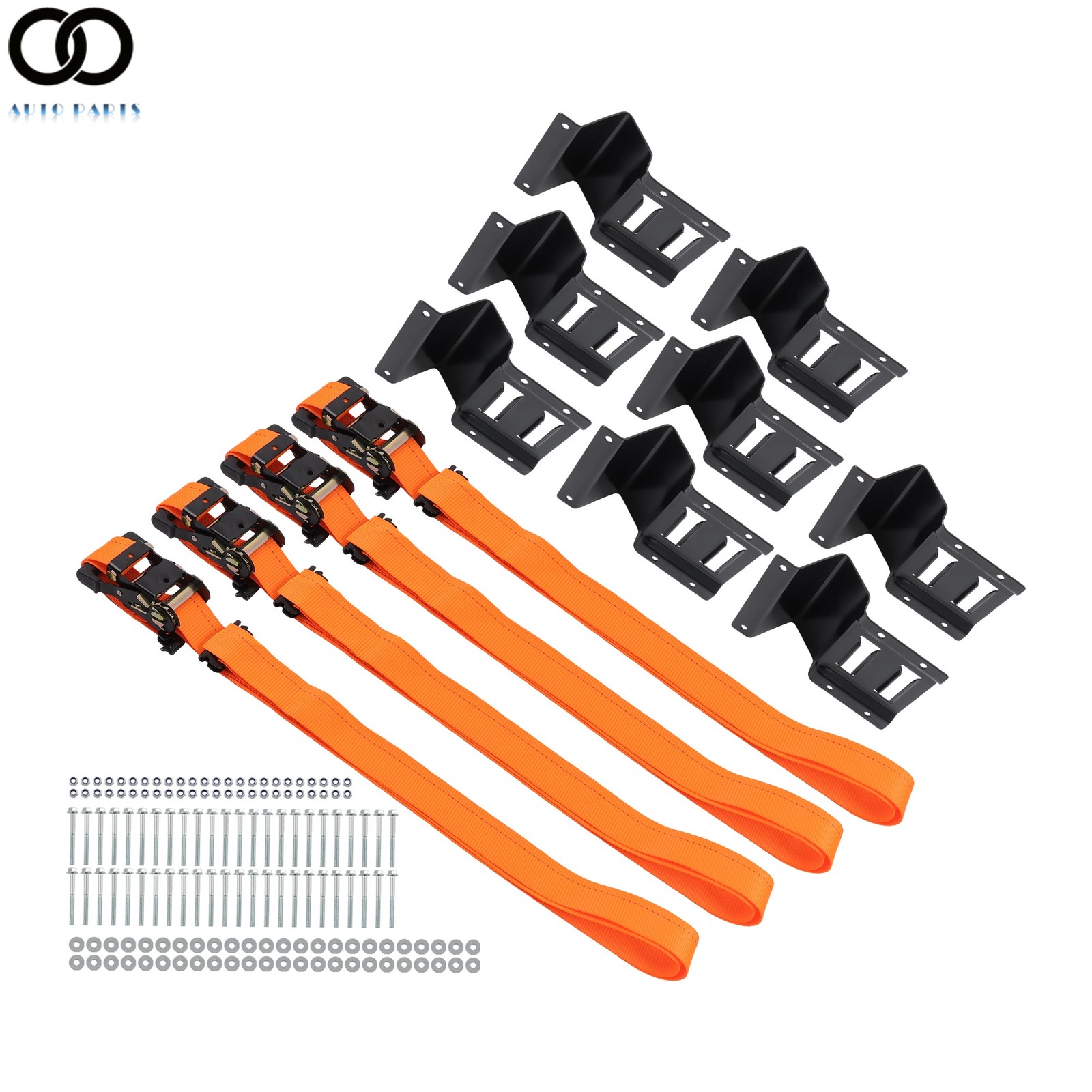 2 Pack Wheel Chock Tie Down Strap Kit For Trailer ATV 9' Ratchet Strap Durable