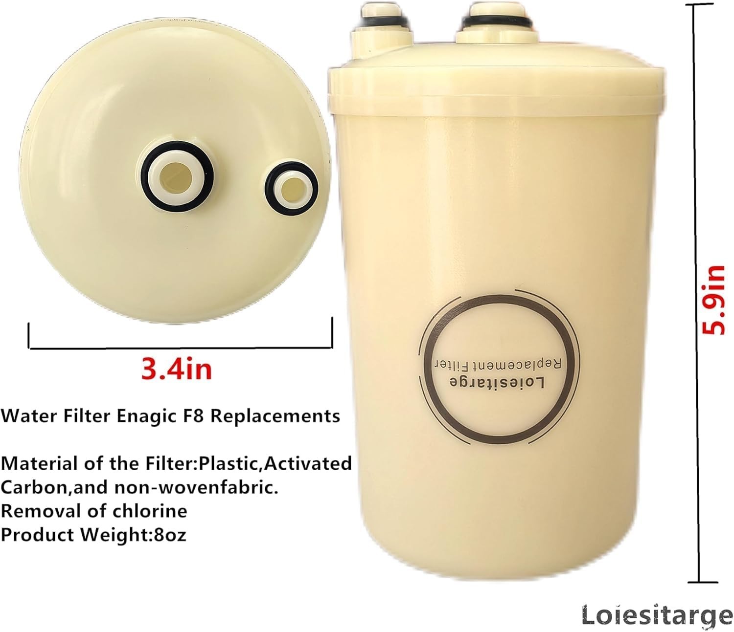 Compact 2 Pack Water Filter for Leveluk Kangen K-8, Enhanced Chlorine Filtration