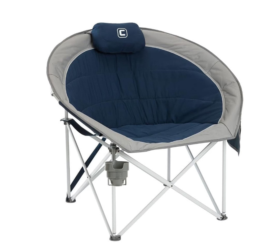 CORE Oversized Padded Round Camping & Tailgate Chair, Blue