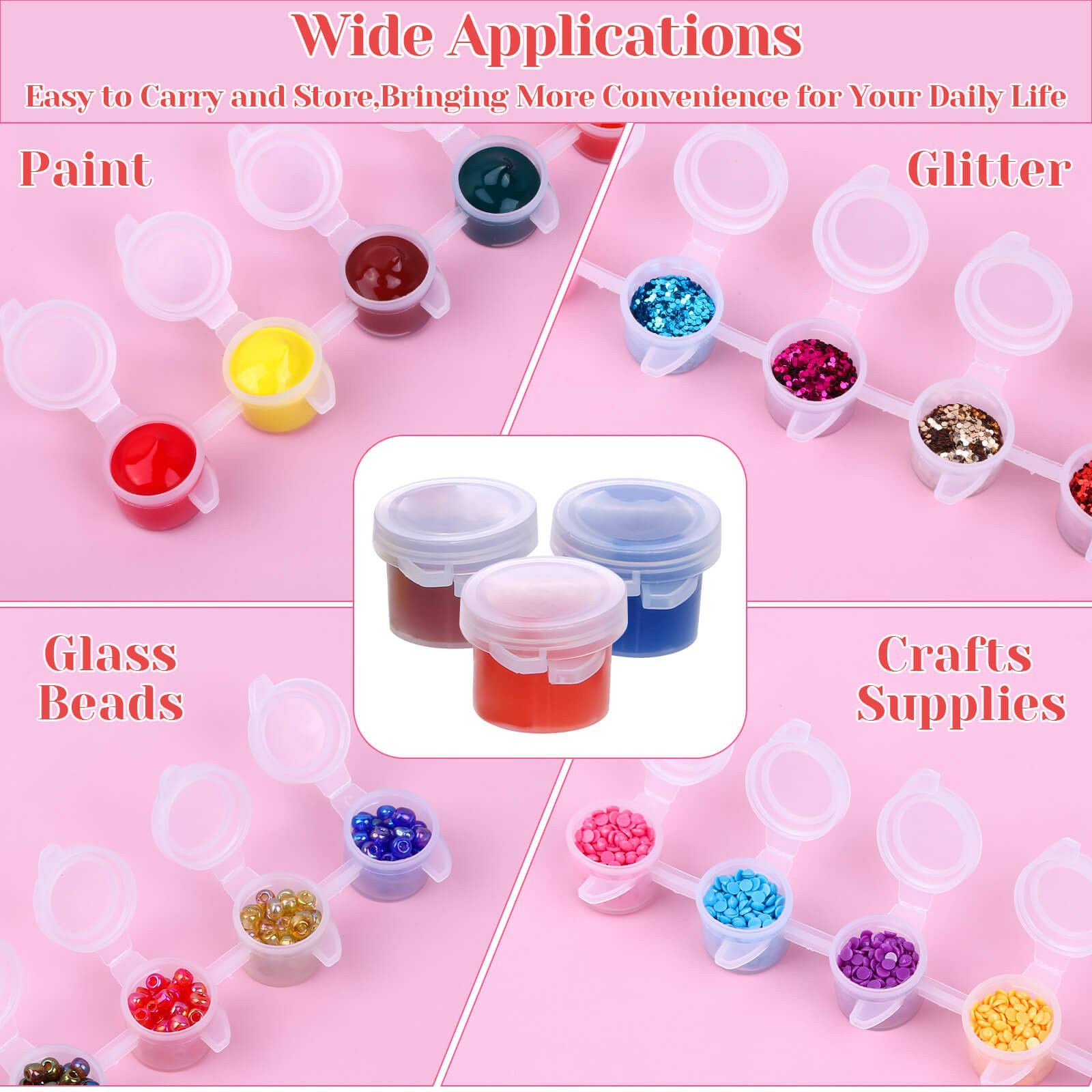 240piece Empty Paint Pot 40 Strips Acrylic Mini Paint Container Strip Storage Wi