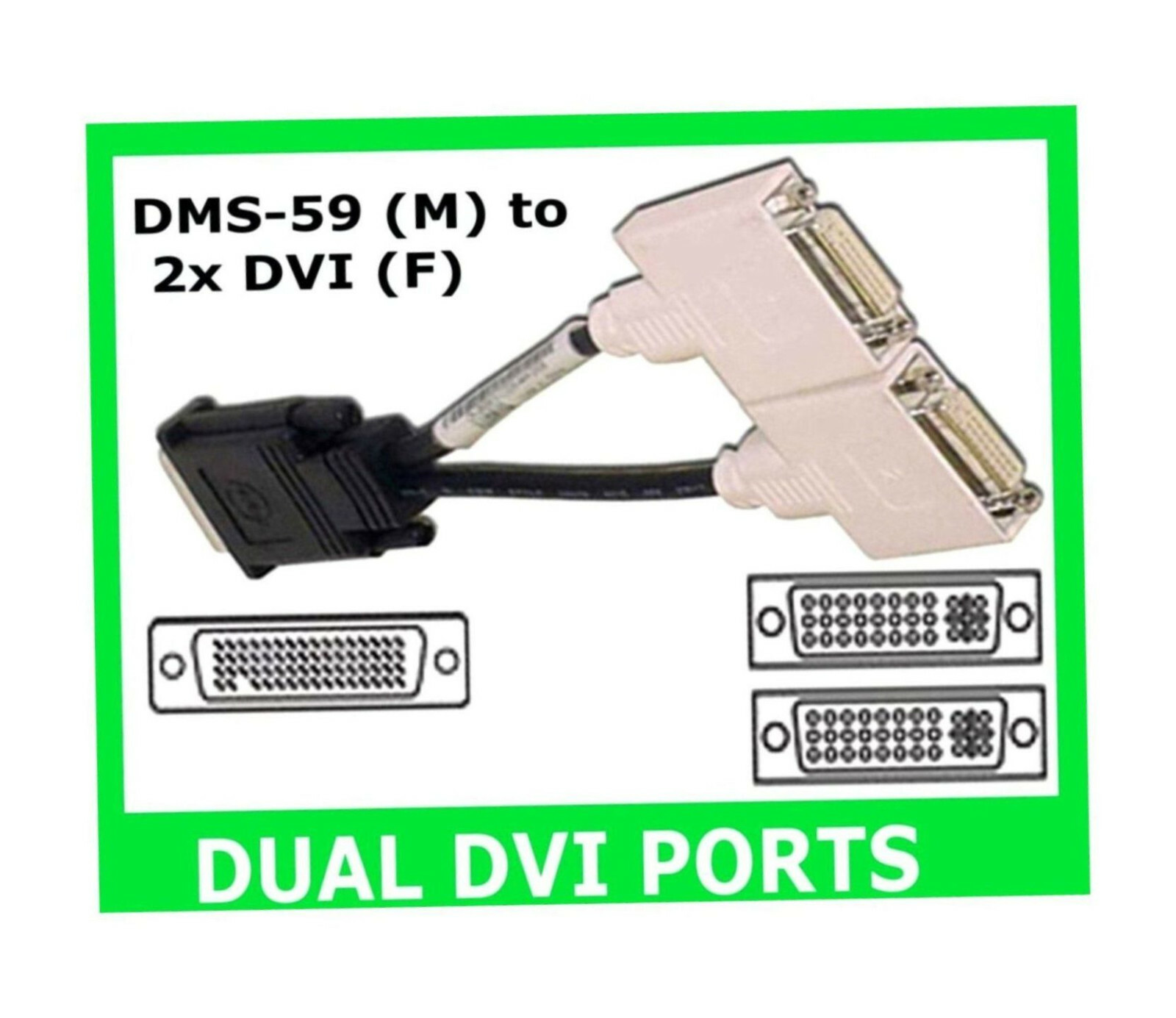 DELL NEW SEALED DMS-59 to 2x DVI Female Y Adapter. Work across two DVI monitors