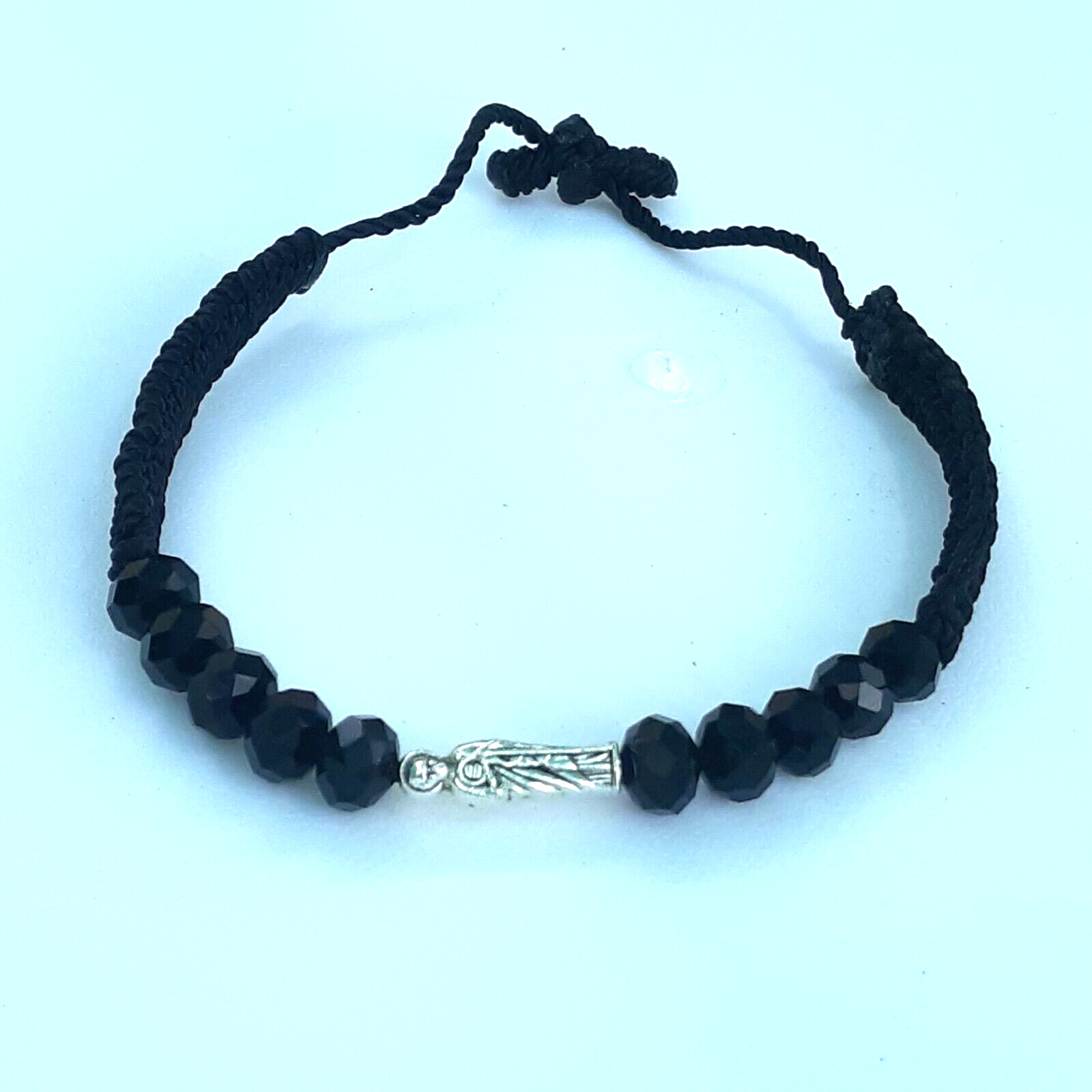 Protection Bracelets Saint Jude Black Crystal and black string
