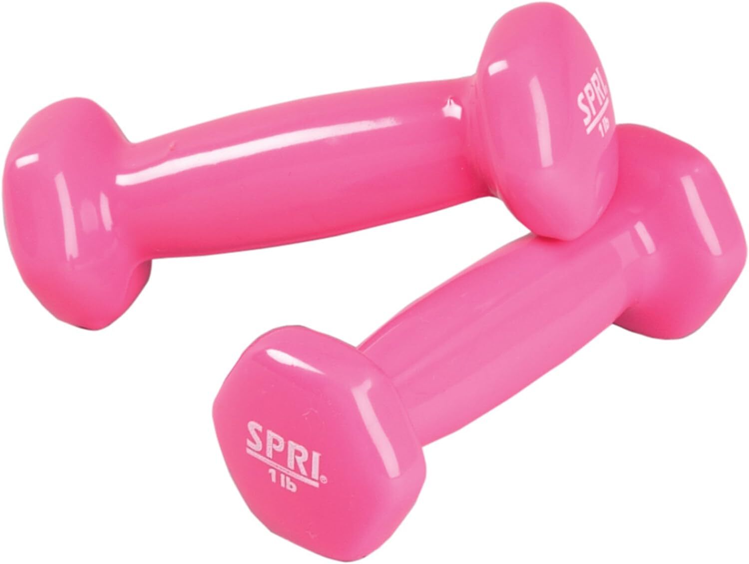 Dumbbells Hand Weights Set Of 2 - 1 Lb Vinyl Coated Exercise & Fitness Dumbbell