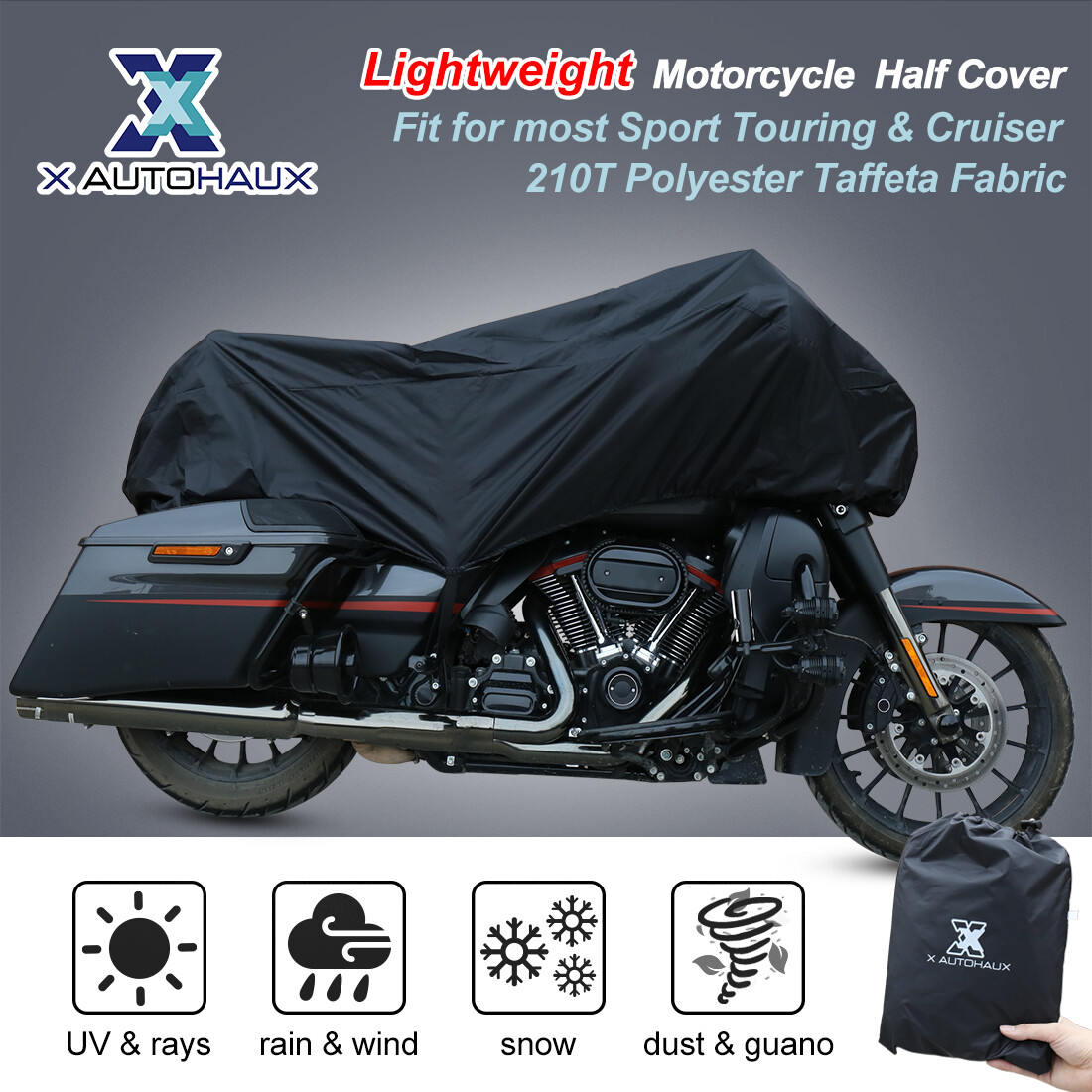 L Motorcycle Half Cover Lightweight Outdoor Waterproof Rain Dust UV Protector