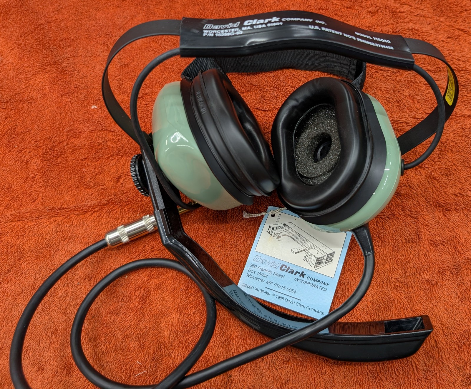 David Clark H5040 Voice Powered, Behind the Head, Headset with Acoustic Boom