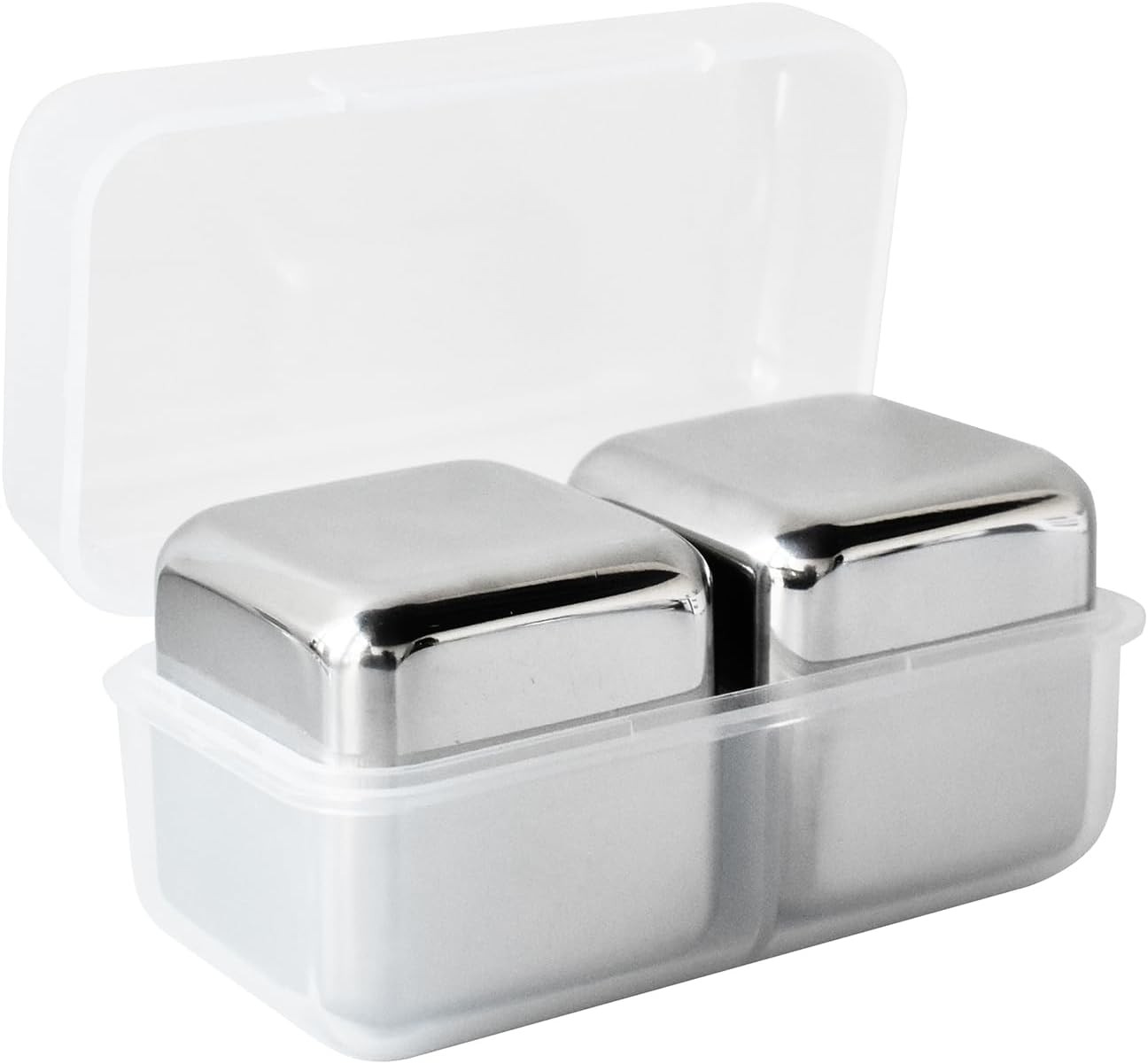 Stainless Steel Ice Cubes, Set of 2 Reusable Metal Whiskey Stones with