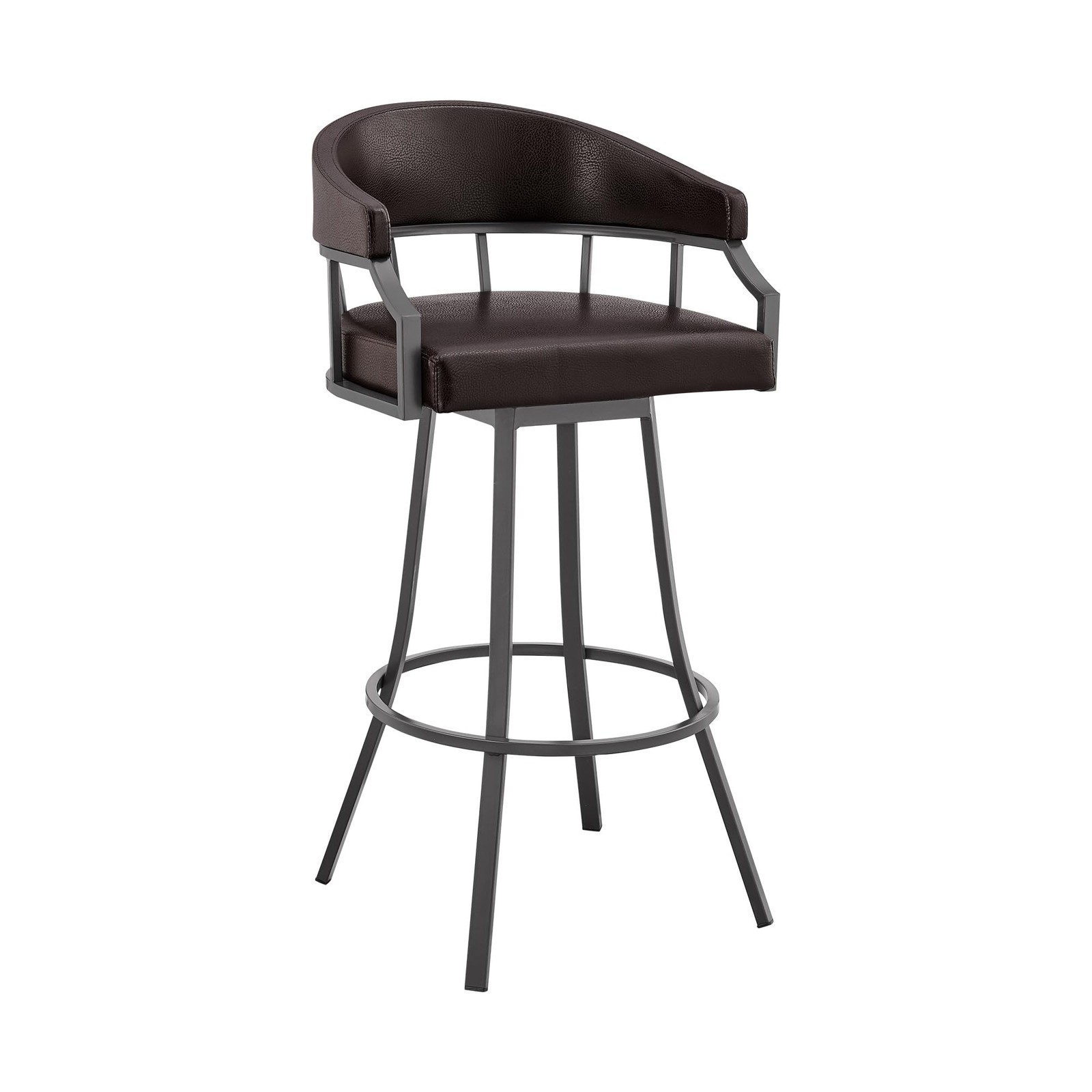 Valerie Modern 30" Seat Height Chocolate Brown Faux Leather and Java Brown Me...