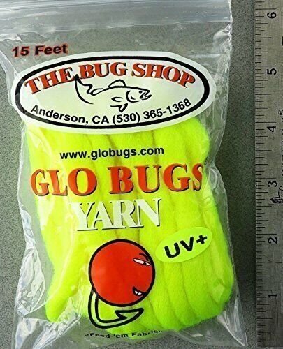 The Bug Shop Fat Yarn 5 Yards Chartreuse Glo Bug Tying Material BUGS10012 15Ft