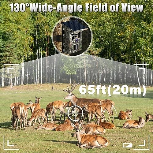 Trail Camera Solar Powered 4K 46MP, WiFi Bluetooth Game Camera with 32GB