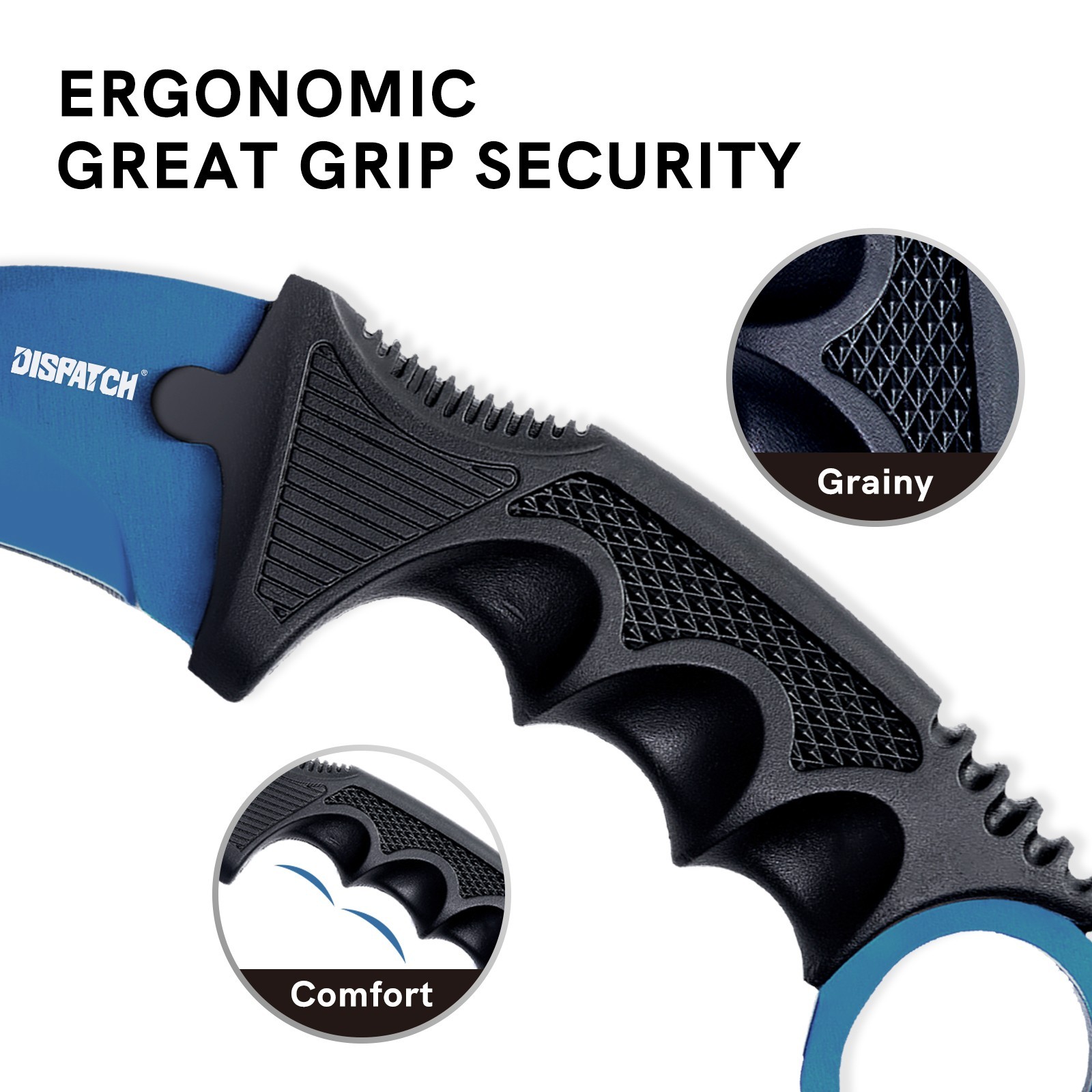 7.5" Tactical Karambit Throwing Knife - Fixed Blade, Hard Sheath Blue