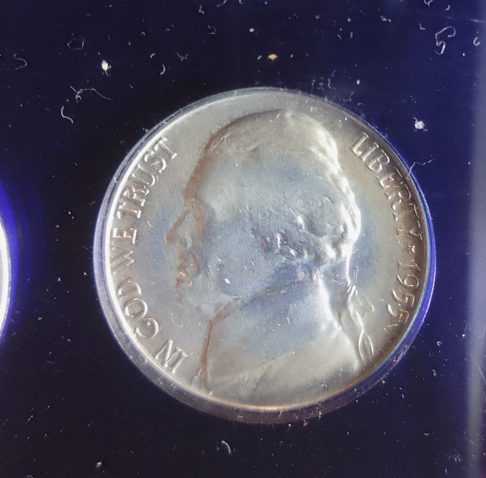 *1955 Mint Proof Set, Blue Lucite, Error, Bands, Steps, #78
