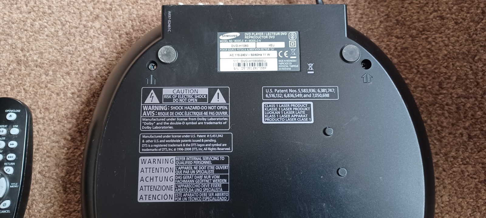 SAMSUNG COMPACT HMDI DVD PLAYER WITH REMOTE - BLACK