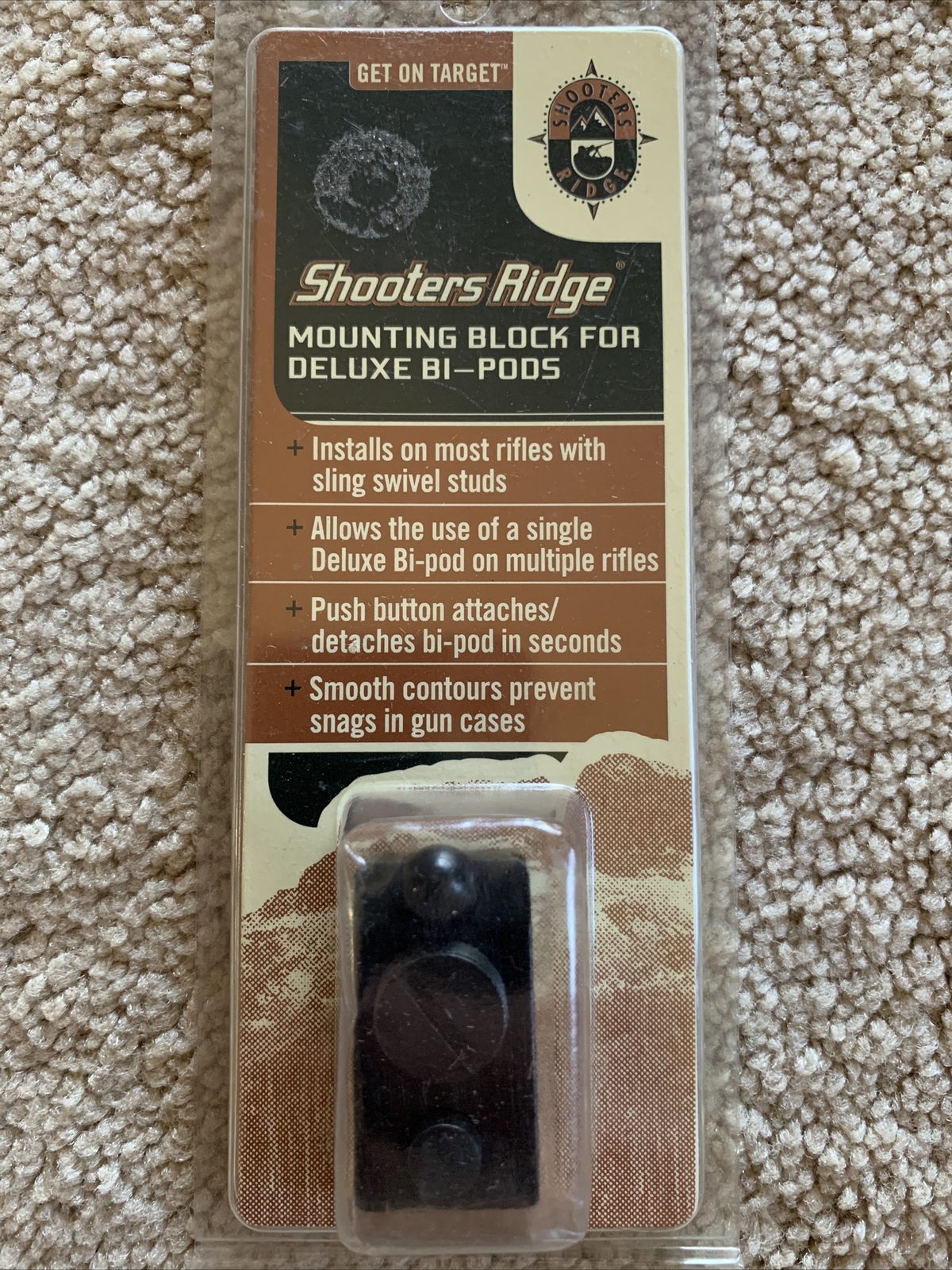NEW Shooters Ridge Universal Deluxe QD Swivel Bipod Mounting Block Adapter BLACK
