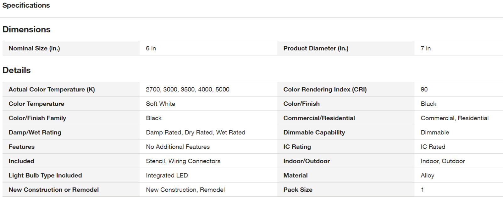 CE Directional Integrated LED 6 in Round Adj Color Temp Canless Recessed Light