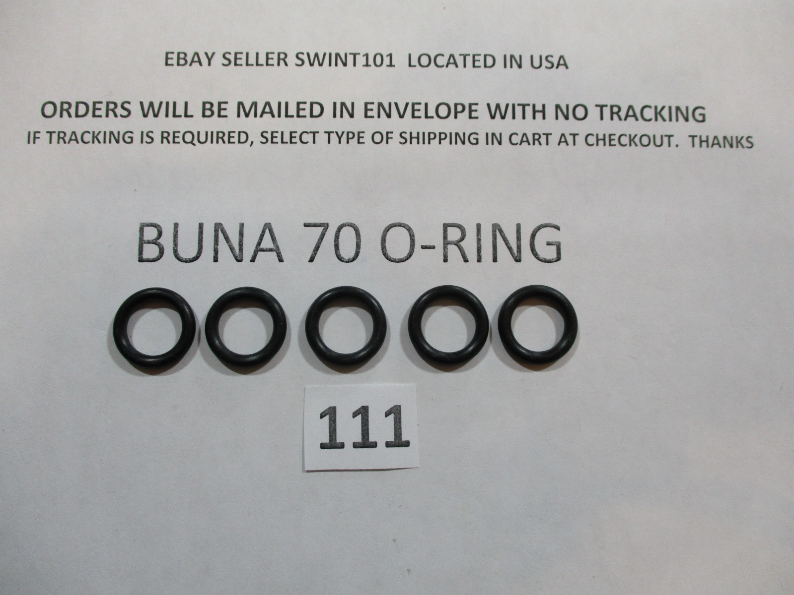 111 O-ring. 7/16" ID x 5/8" OD x 3/32" thick. Buna-70.   Quan 5