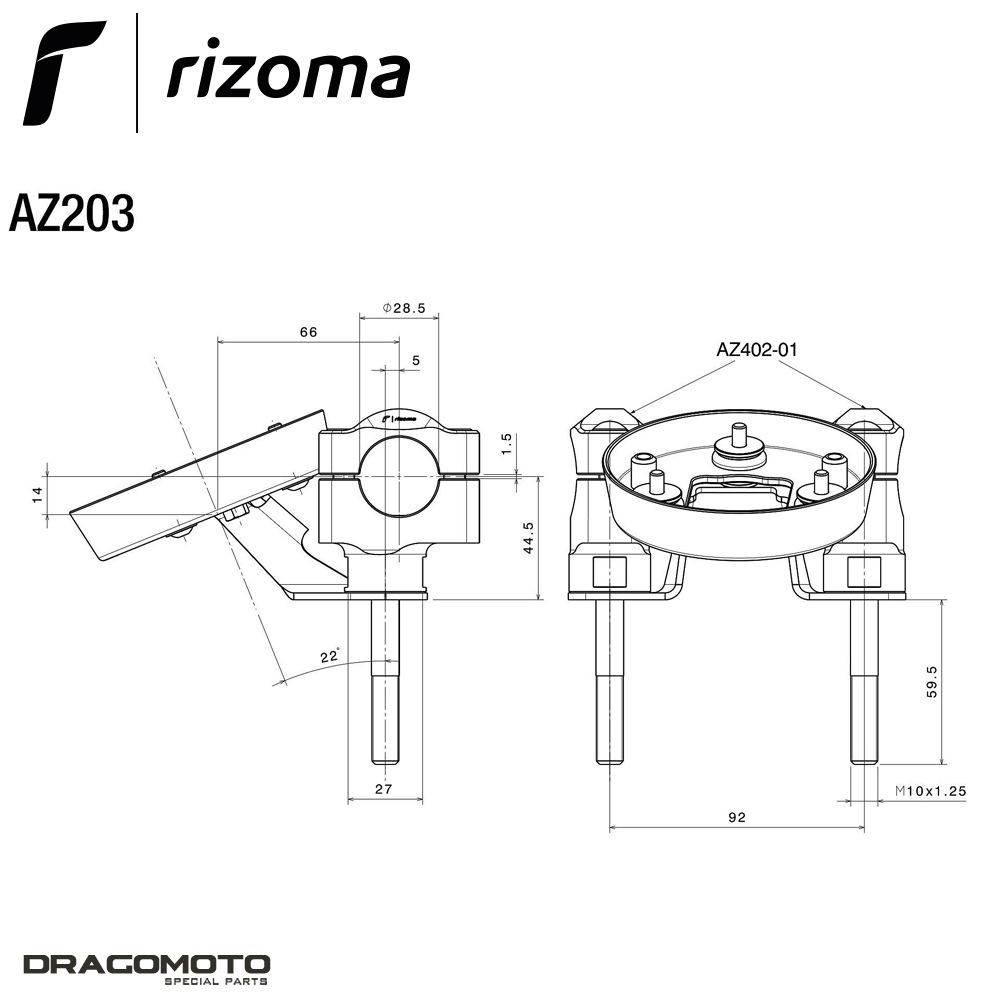 Ducati Scrambler 800 Classic 2017-2018 RIZOMA AZ203B Black Riser Kit