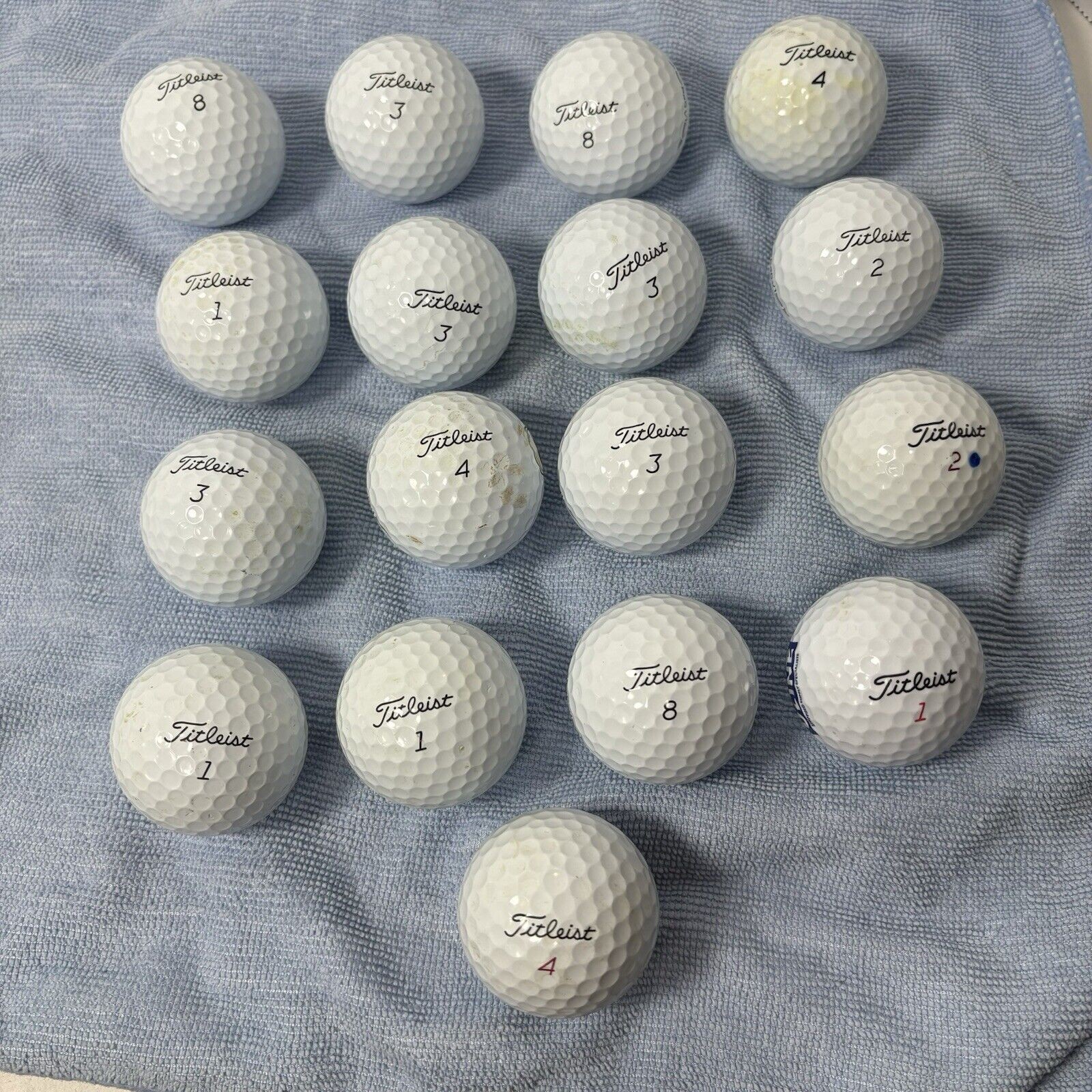 Titleist Golf Balls Lot of 17 White Most Pro V1 Mixed Numbers D3