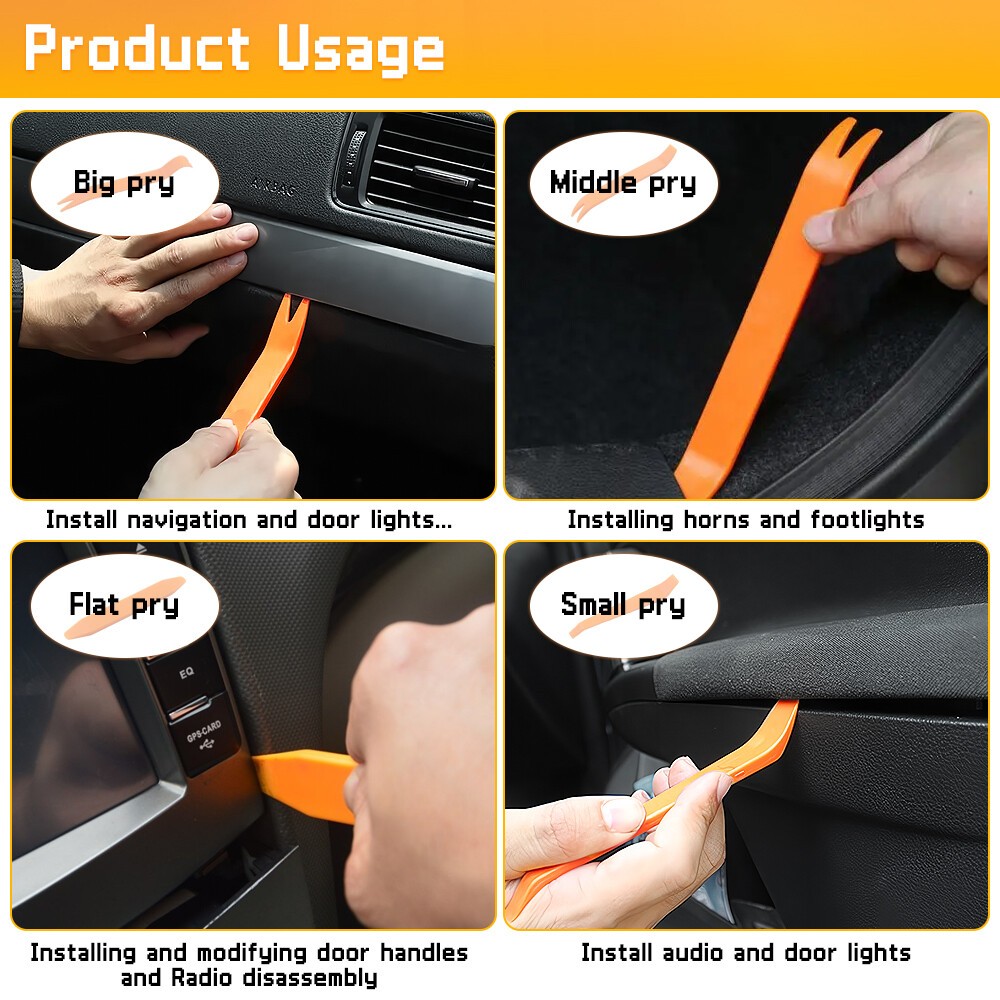 4PCS Plastic Auto Trim Removal Tools Panel Door Dashboard Fastener Clips Audio
