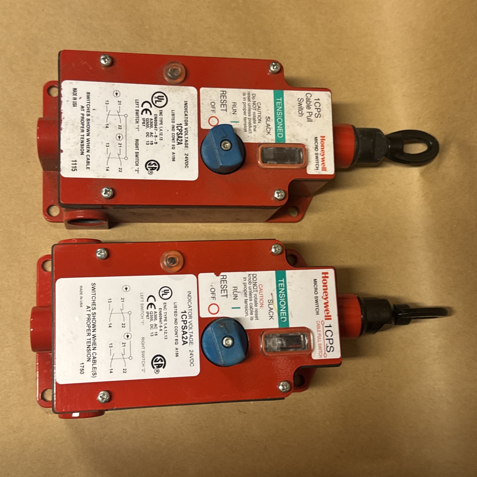 Honeywell 1Cpsa2a Cable Pull Safety Switch Single Head 2No/2Nc 1/2Npt 24Vdc Led
