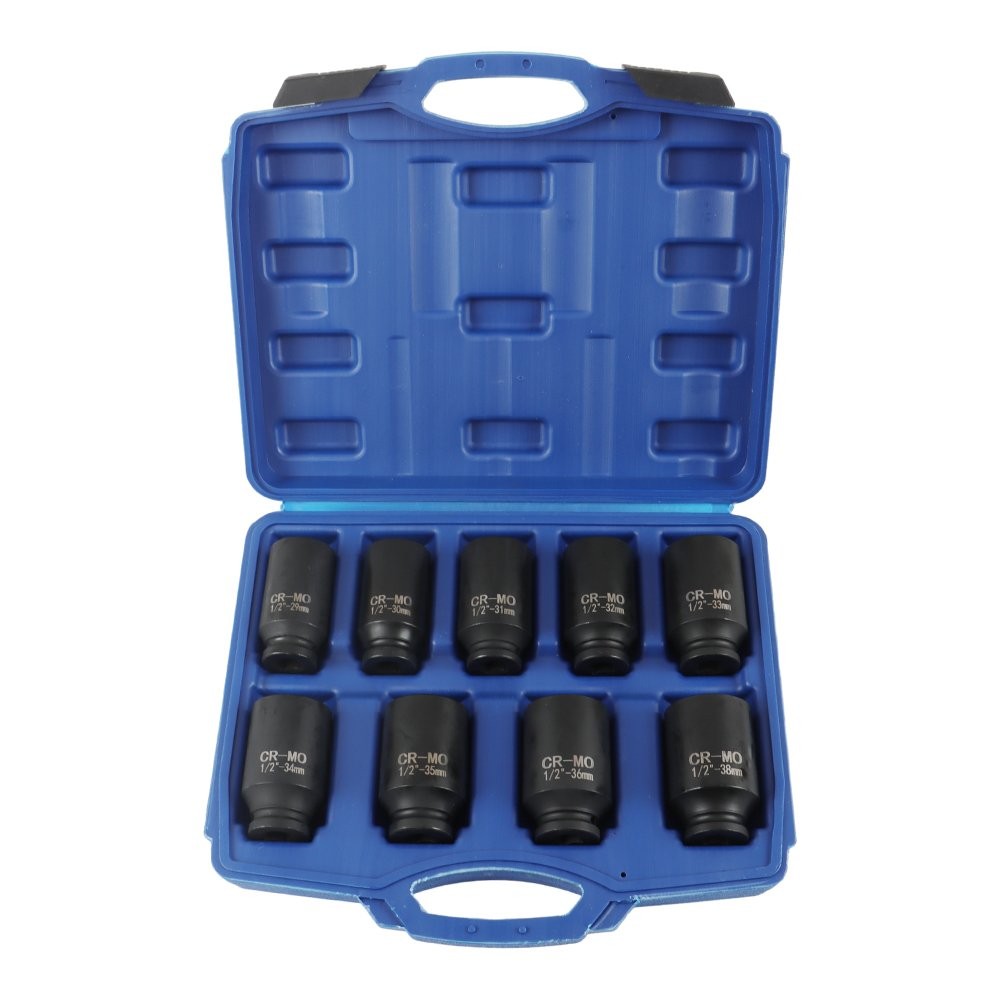 29-38mm Deep Impact Socket Tool 1/2" Drive Metric Axle Hub Nut Socket 9Pcs