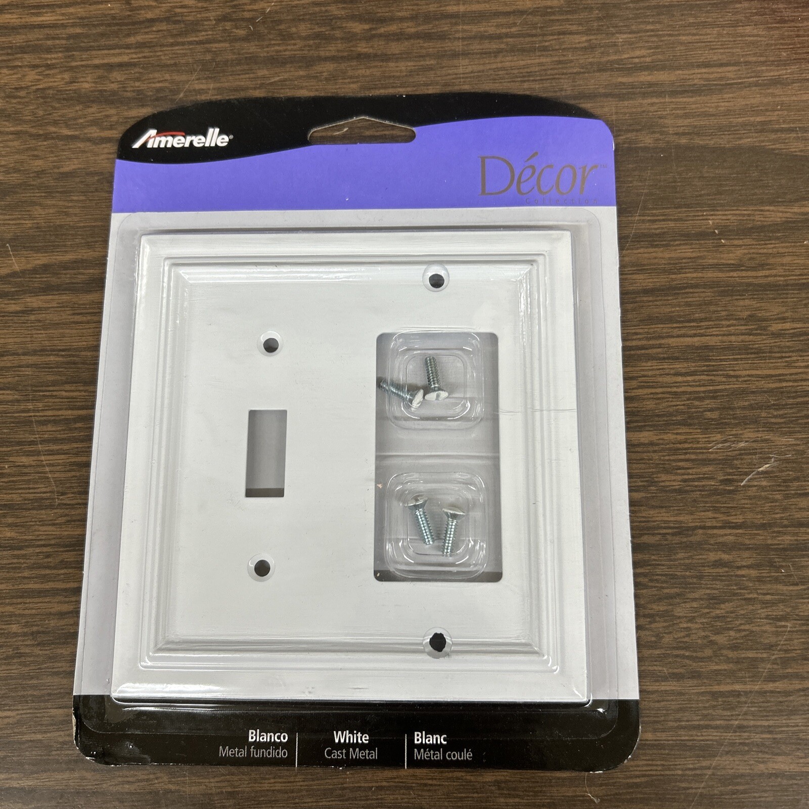 Amerelle 94TRW Continental Wallplate, 1 Toggle / 1 Rocker, Cast Metal, White